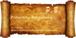 Pohorely Benignusz névjegykártya